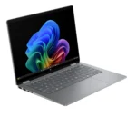 HP Omnibook X-Flip 14-FM0013DX 2-in-1 touchscreen laptop in Atmospheric Blue with Intel Core Ultra 5 processor, 16GB RAM, 512GB SSD, and 14-inch WUXGA display