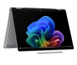 HP Omnibook X-Flip 14-FM0013DX 2-in-1 touchscreen laptop in Atmospheric Blue with Intel Core Ultra 5 processor, 16GB RAM, 512GB SSD, and 14-inch WUXGA display
