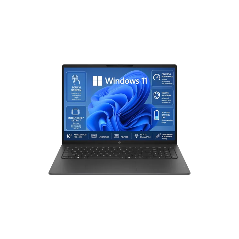 HP OmniBook 3 16-BU0007DX 16-inch Touchscreen Laptop with Intel Core Ultra 7 255U Processor, 16GB RAM and 512GB SSD in Mica Silver